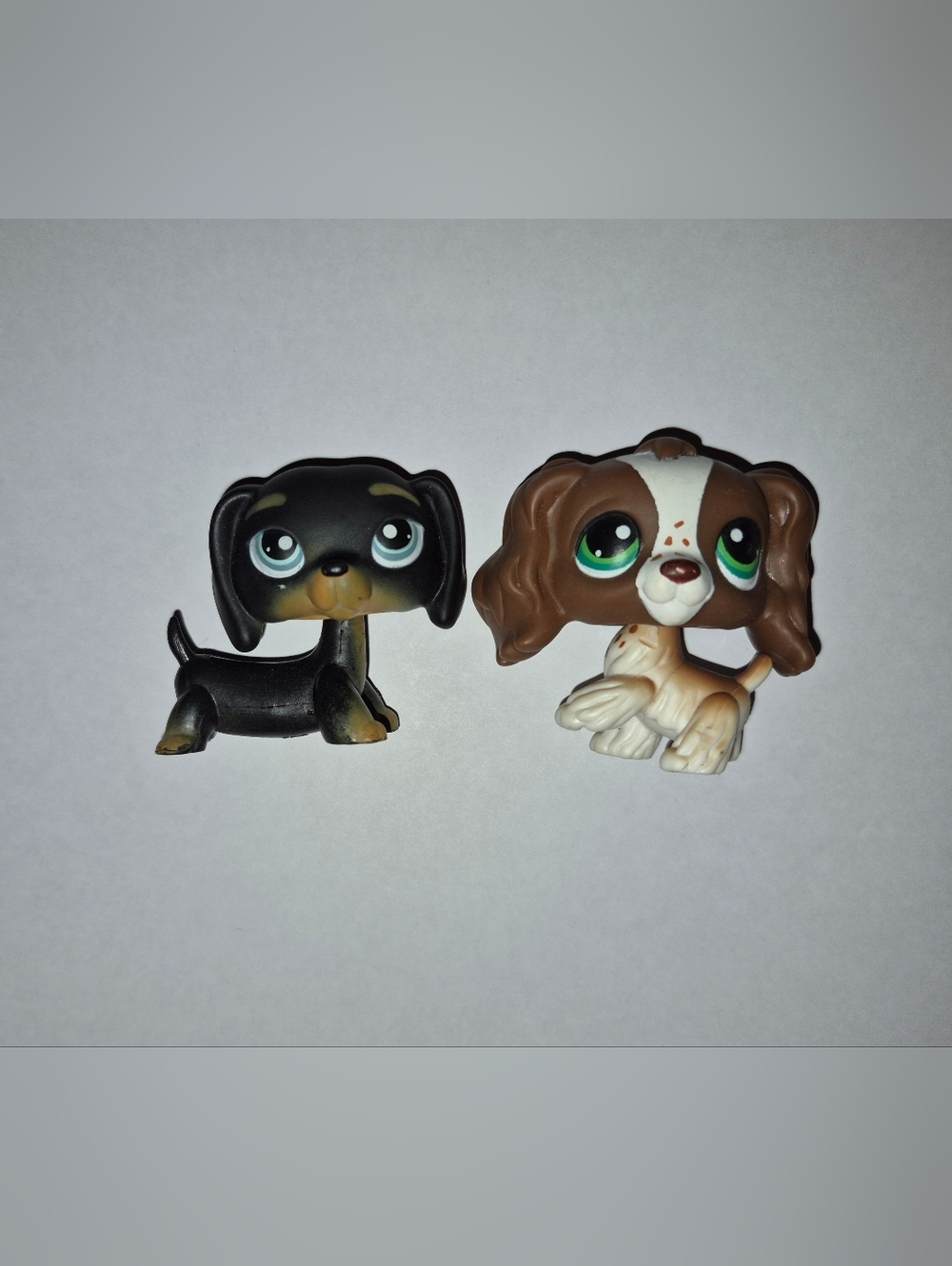 Littlest pet shop LPS Dogs black Dachshund #335 and Cocker Spaniel #156
